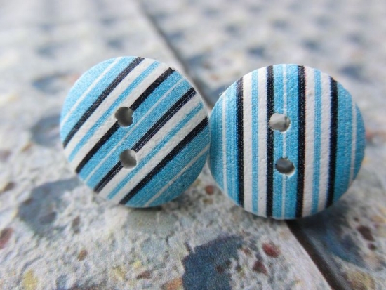 Holz Knopf Ohrstecker Streifen Stripes